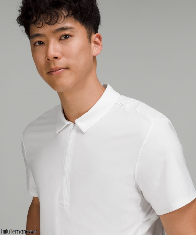 Lululemon Verkauf DELULU755 | Weißes Belüftetes Tennispoloshirt Nur Online